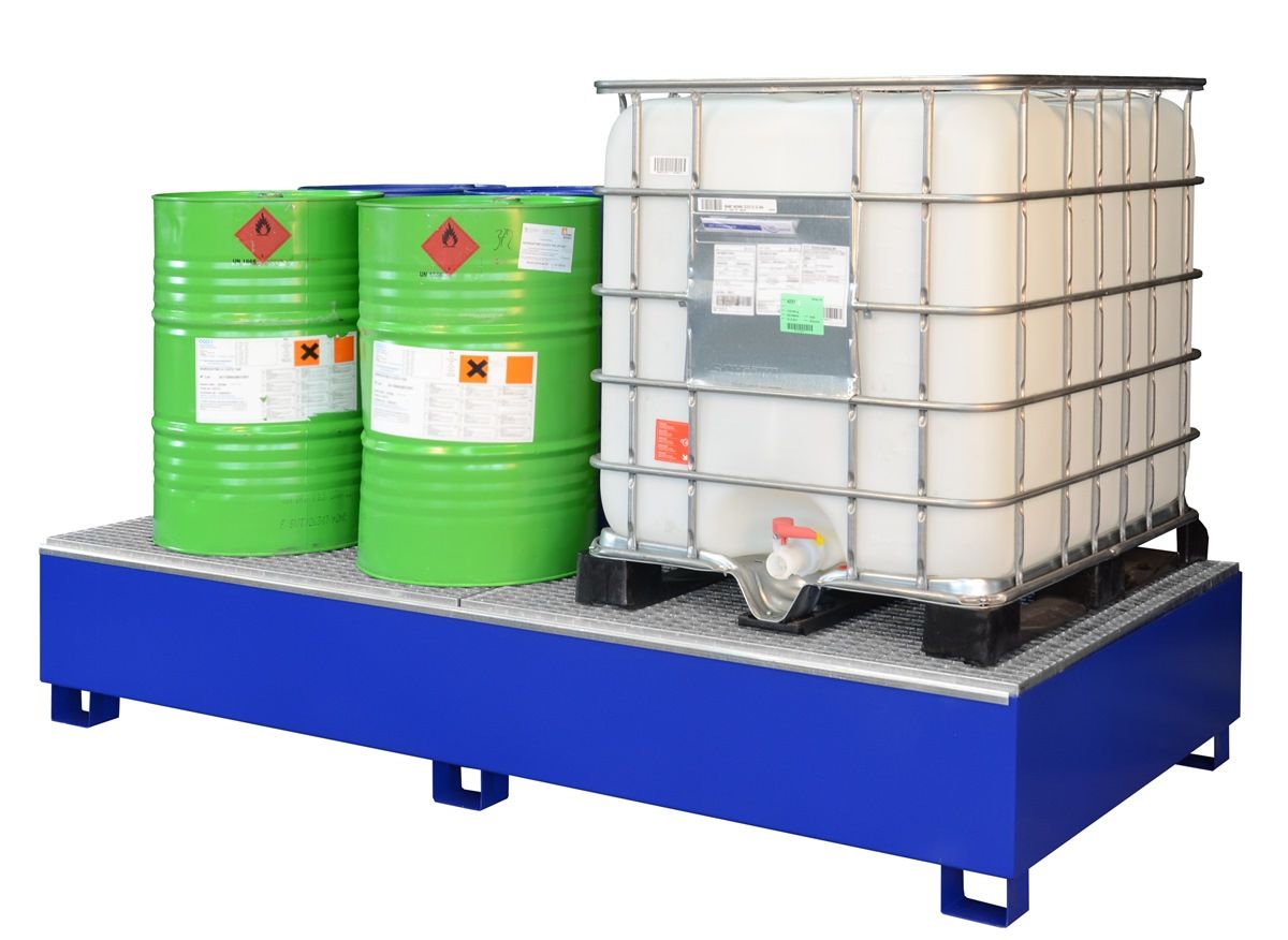 Acél kármentő tálca 1000 l, acélráccsal